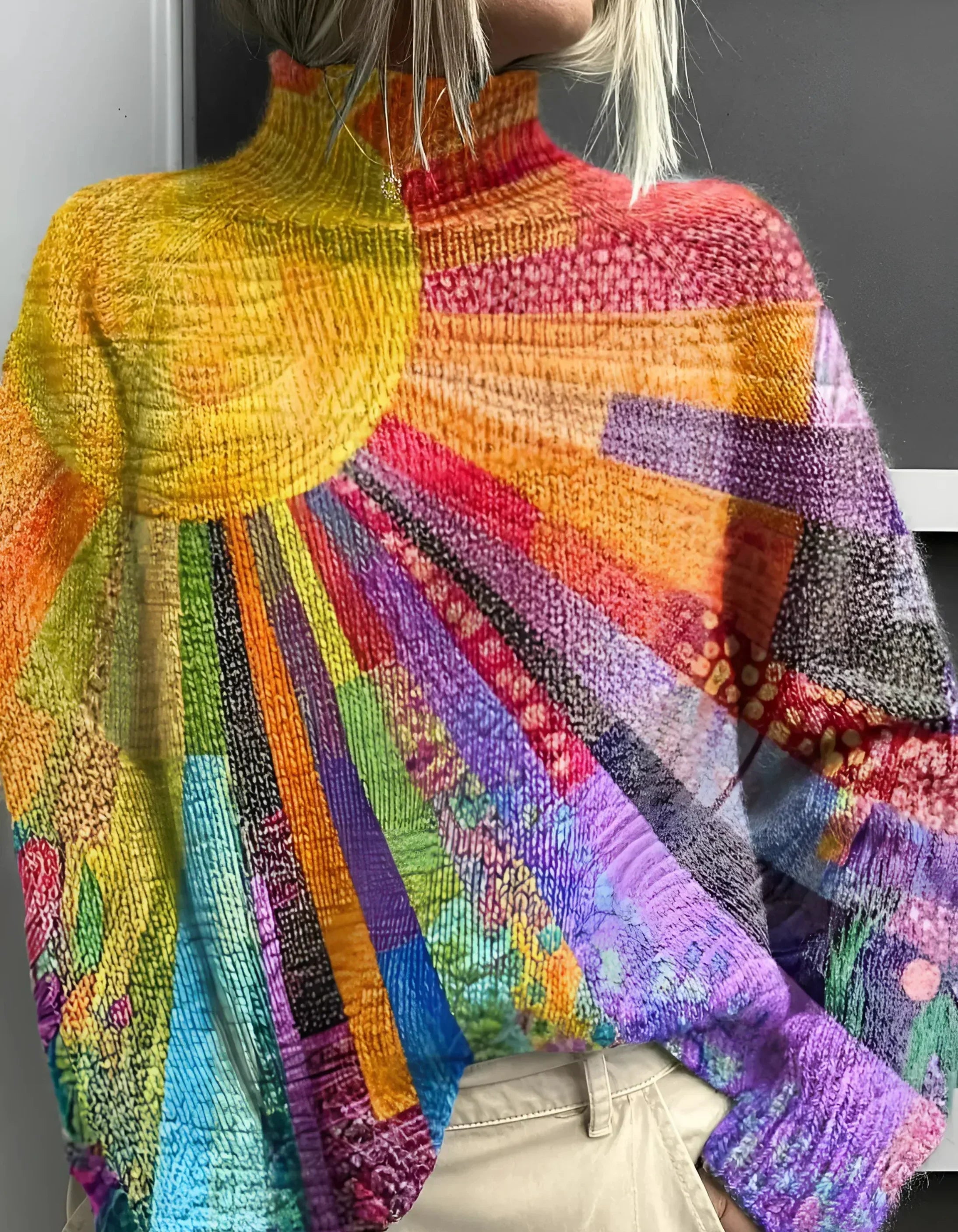 CAELINDRAE – VIBRANT & COLORFUL TURTLENECK SWEATER