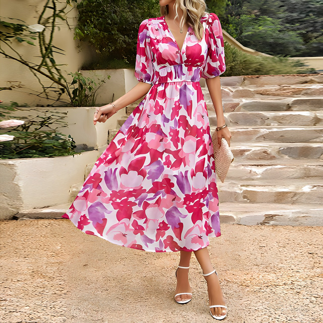 SELANETH – ELEGANT V-SILHOUETTE MIDI DRESS