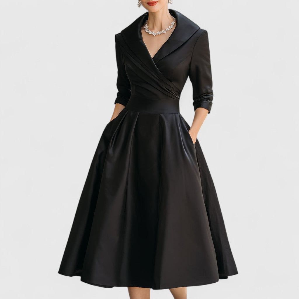 DIANA – FEMININE V-NECK MIDI DRESS