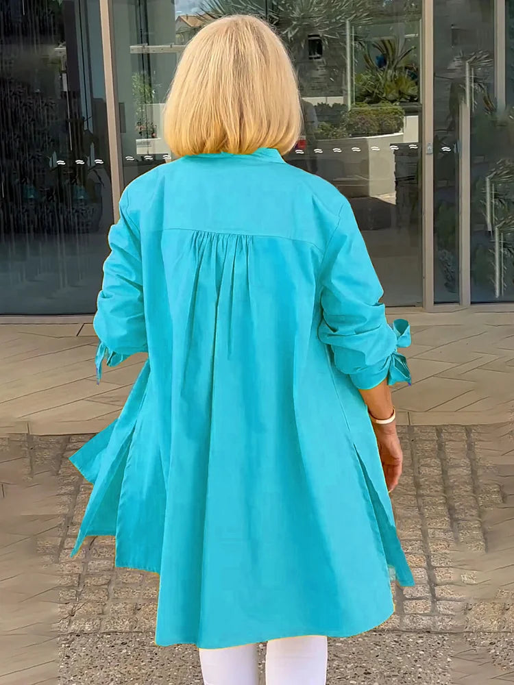ELLARIA – GATHERED BACK COTTON SHIRT JACKET