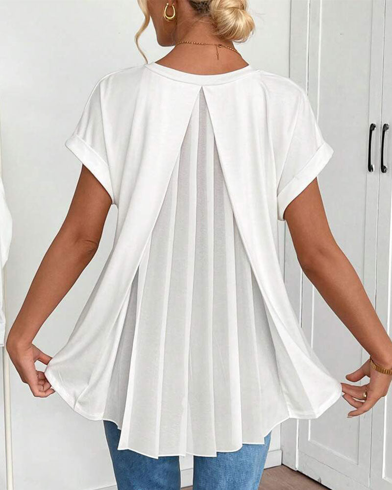 ESTRID - STYLISH SHORT SLEEVE PATCHWORK T-SHIRT