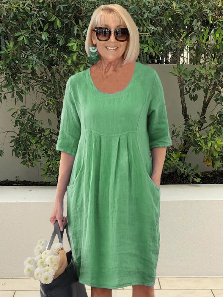 ELYSSIA – CASUAL COTTON POCKET TUNIC DRESS
