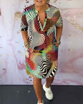Women’s Multicolor V-Neck Midi Dress