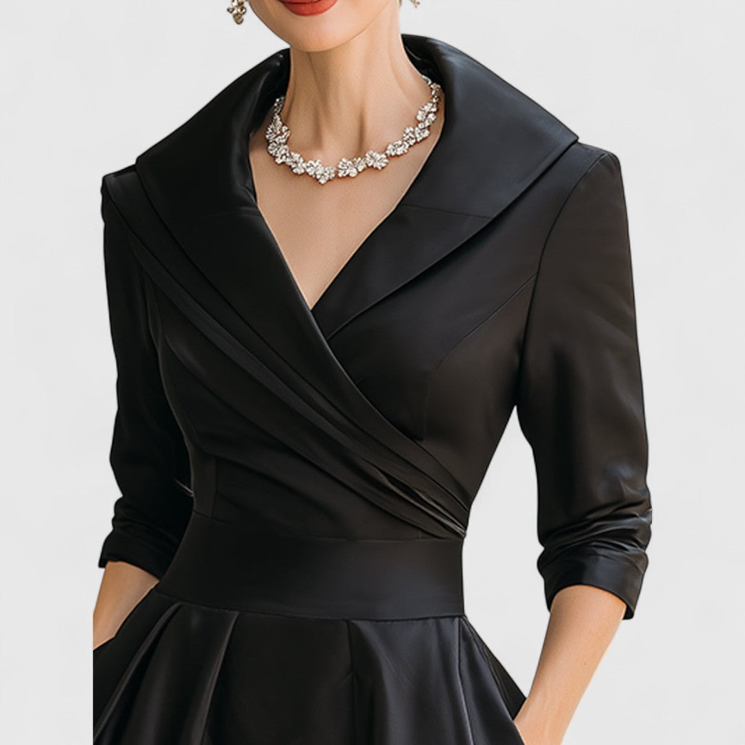 DIANA – FEMININE V-NECK MIDI DRESS