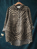 YVAINE – TRENDY CIRCULAR LINE PATTERN COTTON-LINEN SHIRT