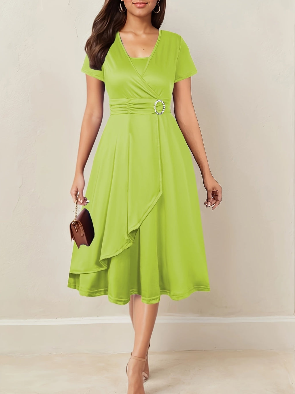 Hilda - Elegant Rhinestone V-Neck Evening Dress