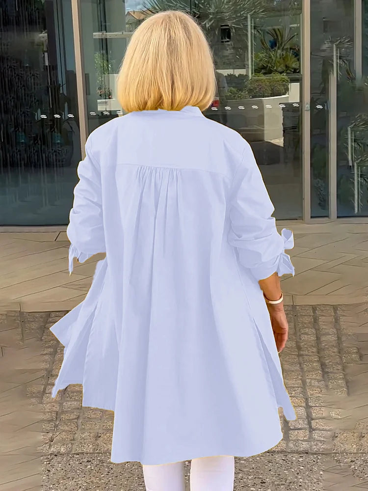 ELLARIA – GATHERED BACK COTTON SHIRT JACKET