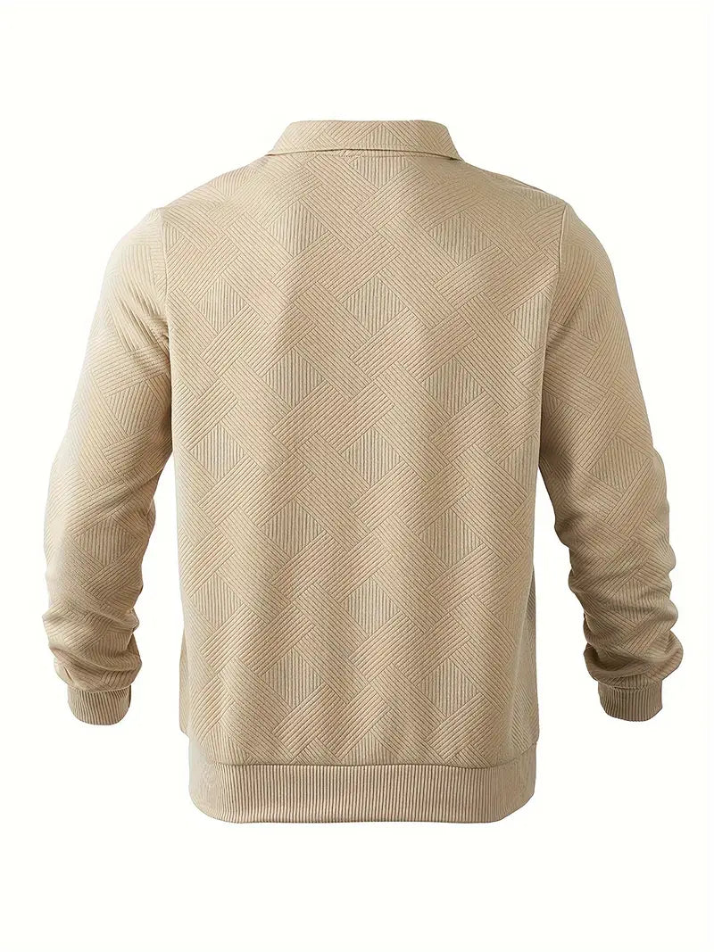 James - Vintage Geometric Design Sweater With Zipper