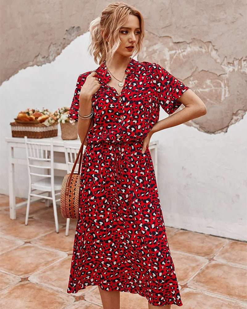 ZARA – SOFT-SPOTTED BUTTON-UP MIDI DRESS