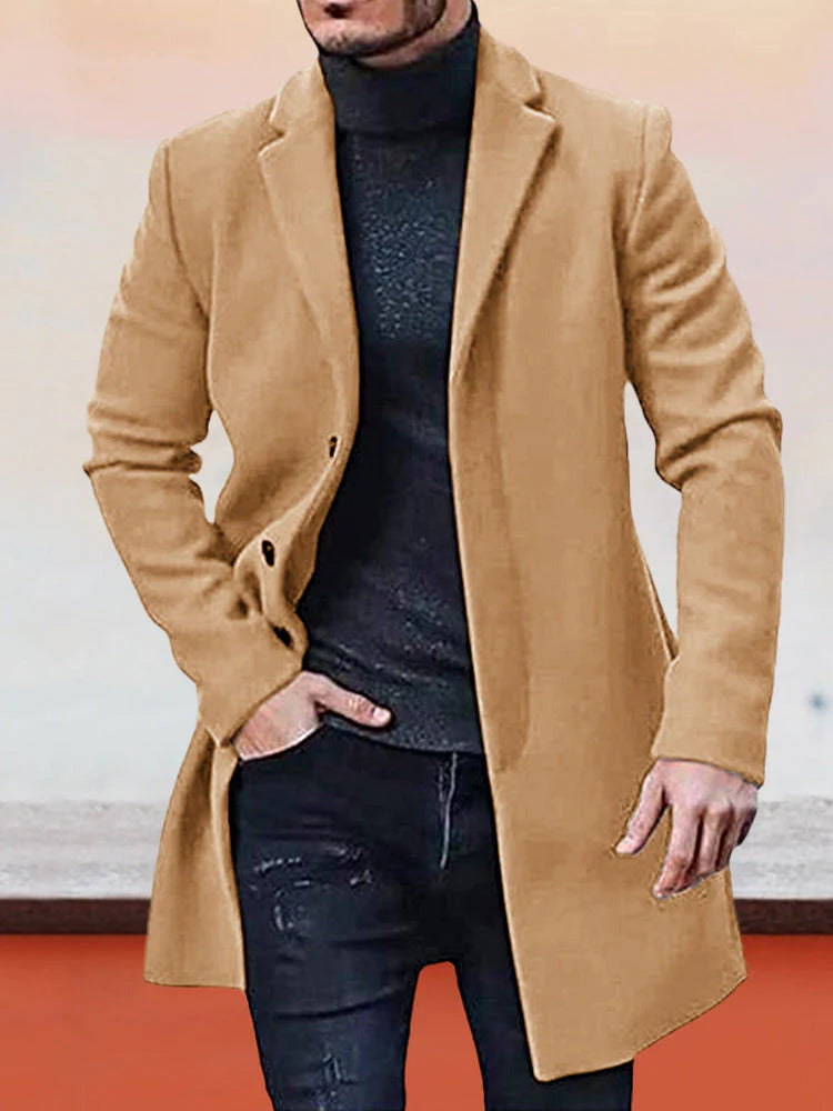 JAMES – MEN'S SINGLE ROW BUCKLE SOLID COLOR JACKET