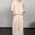 Cotton Linen Short Sleeve Two Piece Set