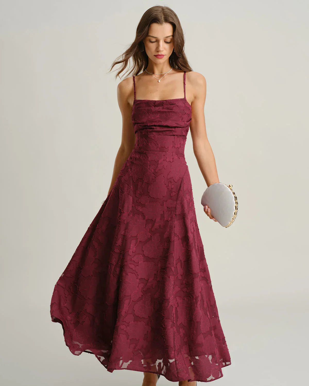 ELARA – JACQUARD SLIP BACKLESS MAXI DRESS